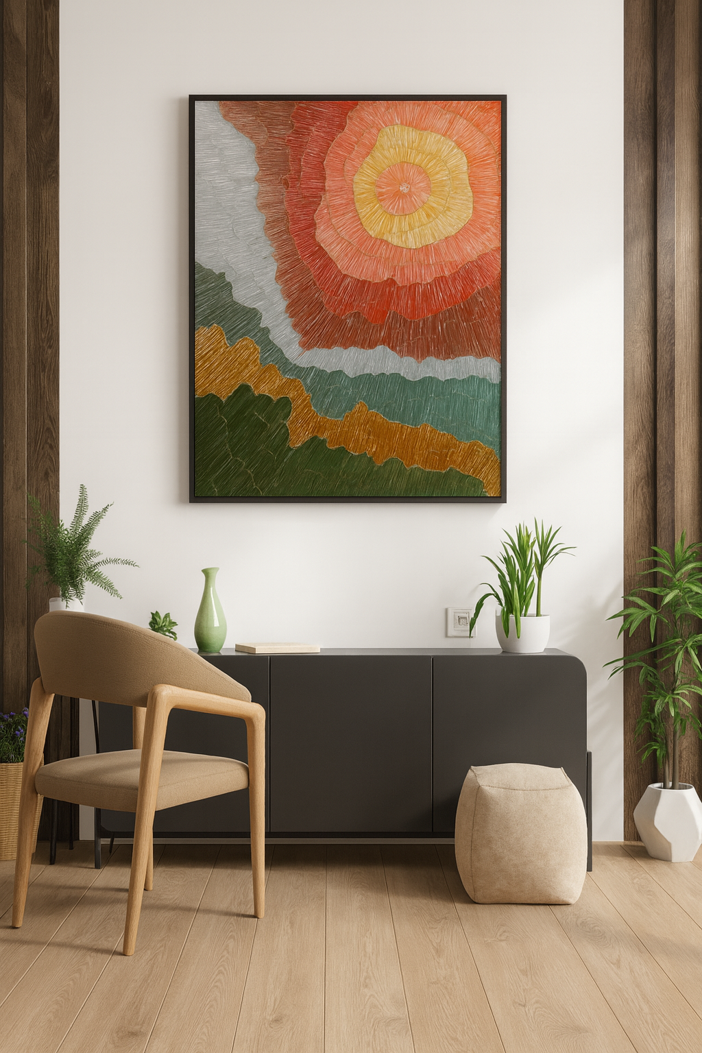 Golden Abstraction – original oil painting by Manal Yehya
