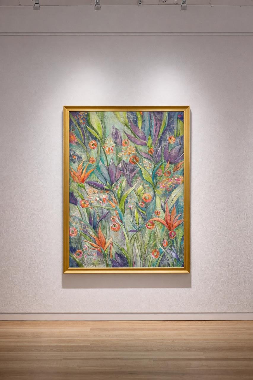 Birds of Paradise – Tropical florals in coral, purple, and green